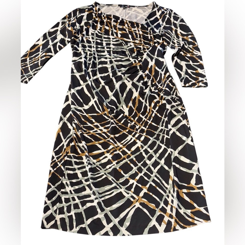 ⭐️one forty 8 by Lafayette148 Asymmetrical Neckline Rouched Midi Dress⭐️ - Picture 2 of 10